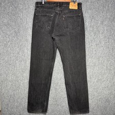Vintage 90s Levis 501 Black Made in USA Straight Leg Denim Jeans 36x34 32x33.25