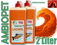Ambiopet Premium Lachsöl  2x1L Flasche Fischöll Hund Pferd Katze BARF Omega 3&6
