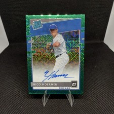 Nico Hoerner Panini Donruss Optic Rated Rookie GREEN Prizm Mojo Auto Card /99