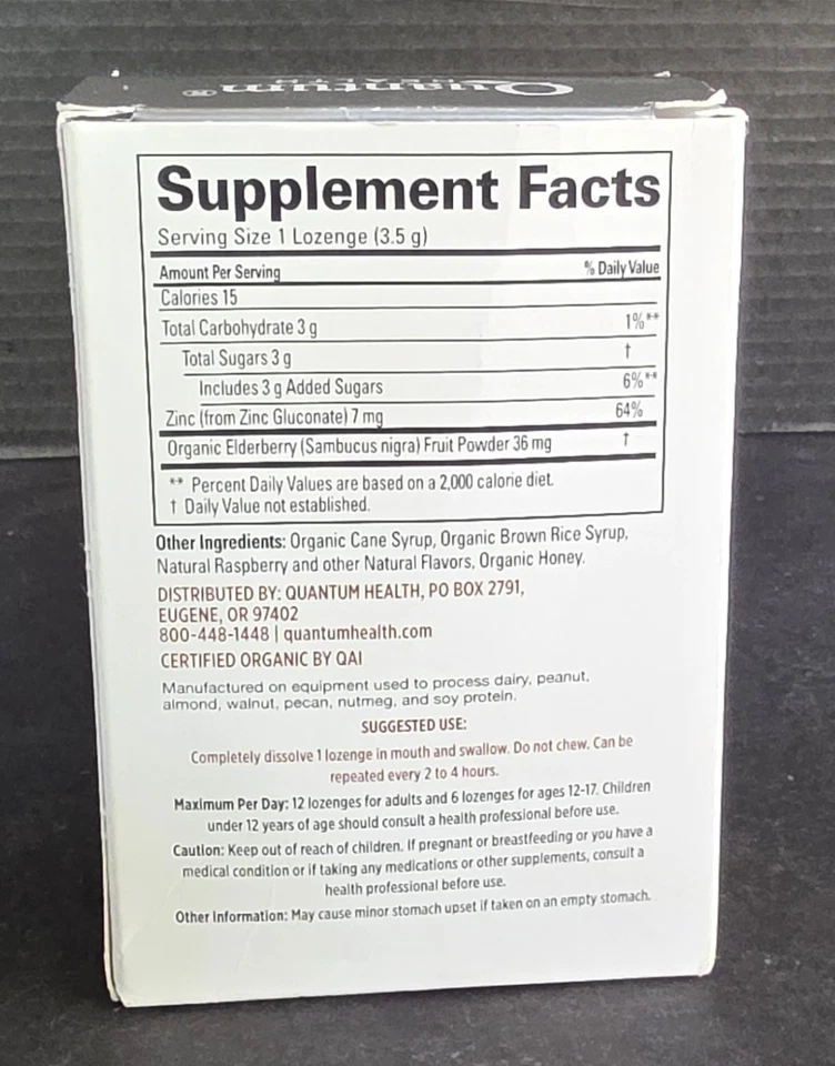 50 Pastillas Quantum Health TheraZinc Saúco Frambuesa Zinc, 2x25 *Exp:10/25* Foto 4 de 4