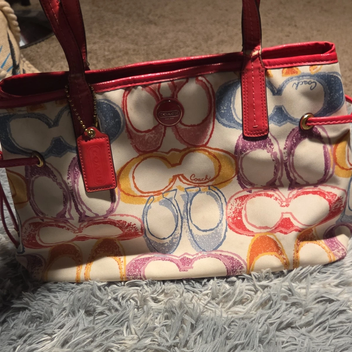 バッグ COACH Signature Suede Red Tote Bag Y2K 25+ Coach Red Tote Handbags & Purses for Women for sale | Updated