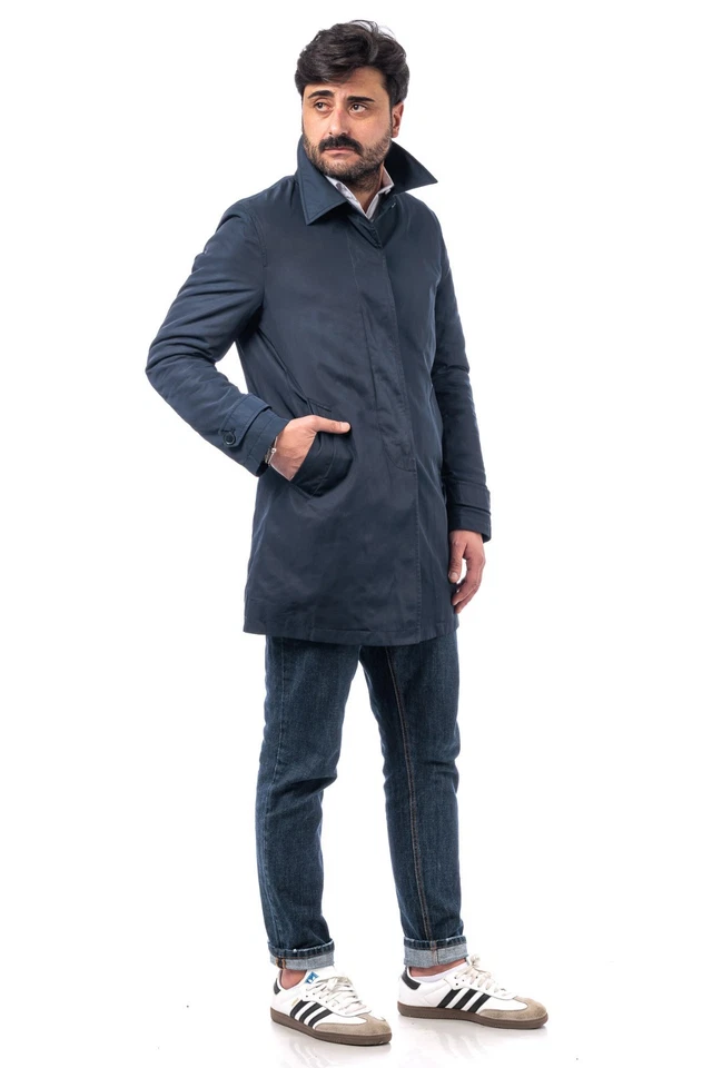 Trench Uomo Lungo Sartoriale Giubbotto Imbottito Impermeabile Invernale VEQUE - Immagine 3 di 4