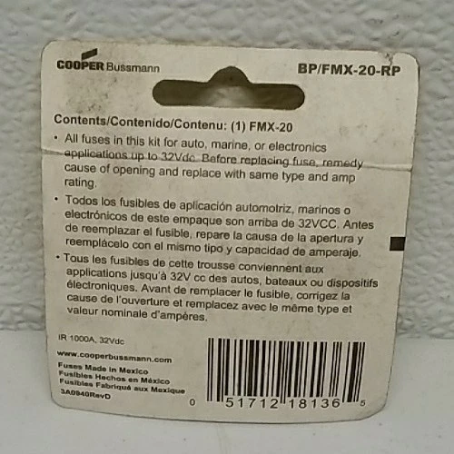 Maxi fusível BP/FMX‐20‐RP Cooper Bussmann 20 A fêmea proteção de energia resistente - Imagem 2 de 4
