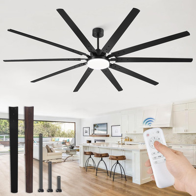 100 Inch Industrial Ceiling Fans with Lights, Large Ceiling Fan with Quiet DC Mo