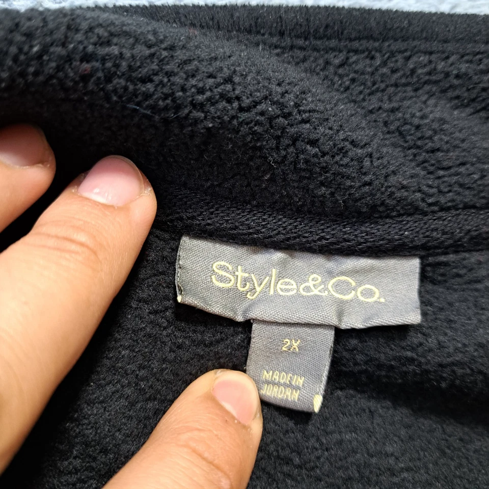 Style & Co. Black Fleece Jacket Womens Size 2X Casual Long Sleeve Full Zip - Image 4 of 4