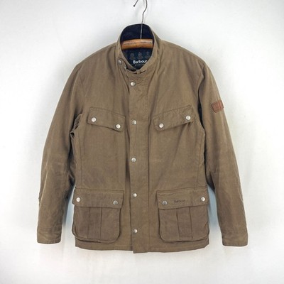 Barbour International Duke Wax Jacket Mens Small Brown Slim Motorcycle Biker