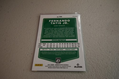 Fernando Tatis Jr ~ 2021 Panini Donruss Optic ~ Lime Green Prizm #106 - Picture 2 of 2