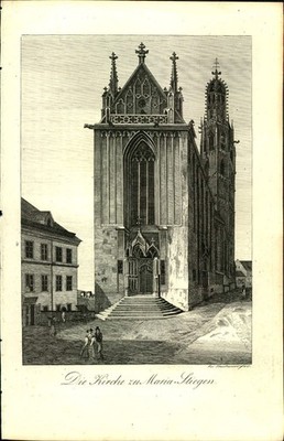 Stahlstich Stich - 1834 - Wien : Die Kirche zu Maria Stiegen.