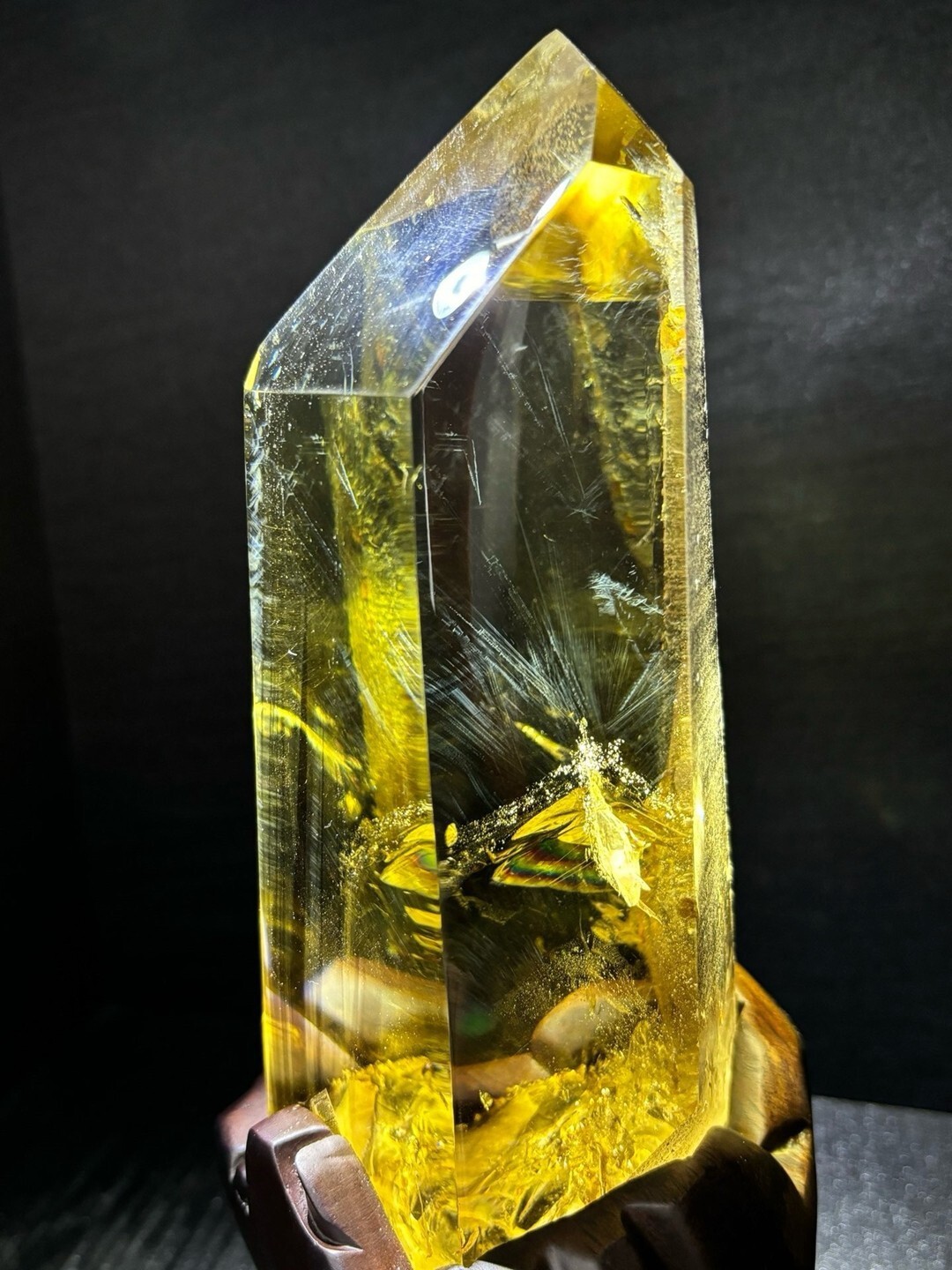 5.8LB AAA Natural Citrine Quartz Obelisk Raw Crystal Wand Tower with Stand