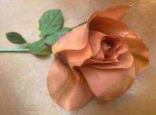 vintage 1950s rose 3" leaves silk flower copper 1pc made in Japan
