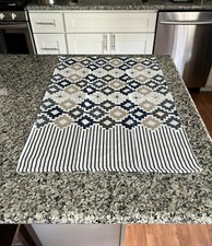 Stitch  Weft Modern Retro Kitchen Hand Towel Stripe Blue Luxury 100 Cotton New