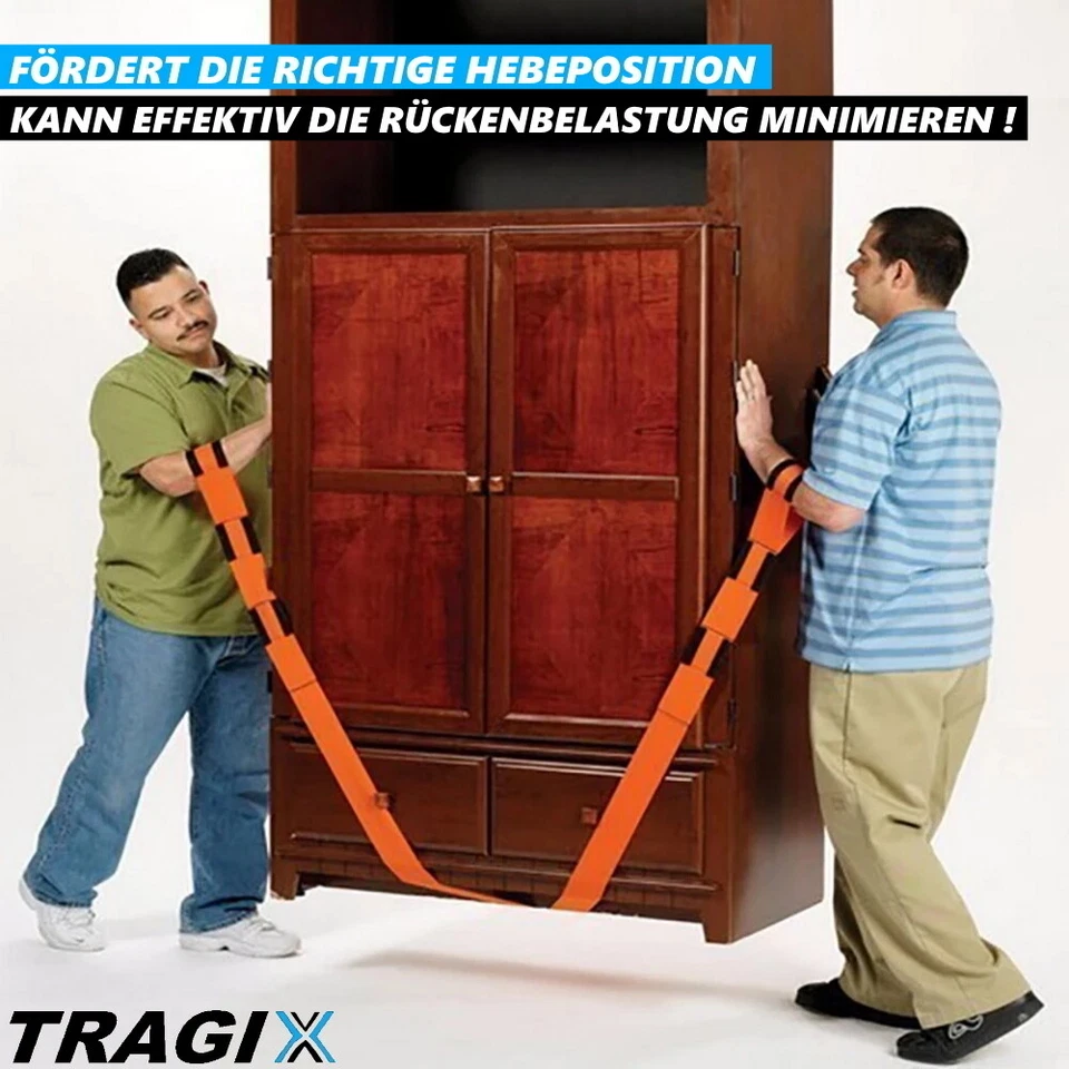 TRAGIX Hebegurt Tragehilfe Möbel Tragegurt Tragegeschirr Transportgurt Umzug - Bild 3 von 4