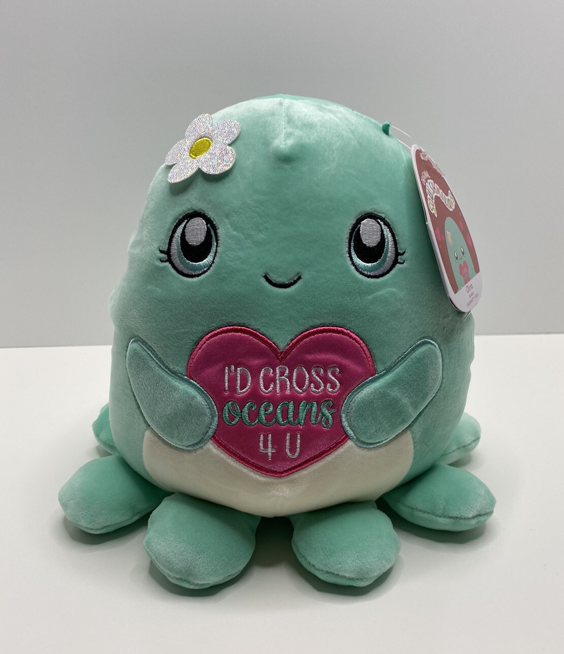 Teal Octopus Squishmallow Olina 8 Inch Plush with Heart Oceans Design NWT Kellytoy-image