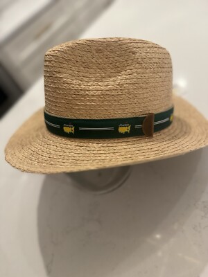 2024 Masters Logo Dorfman Pacific Natural Straw Hat Green Belt logo S/Med 