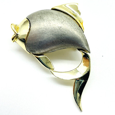 Vintage JJ Jonette Fish Brooch Gold and Silver Tone  Figural Pin