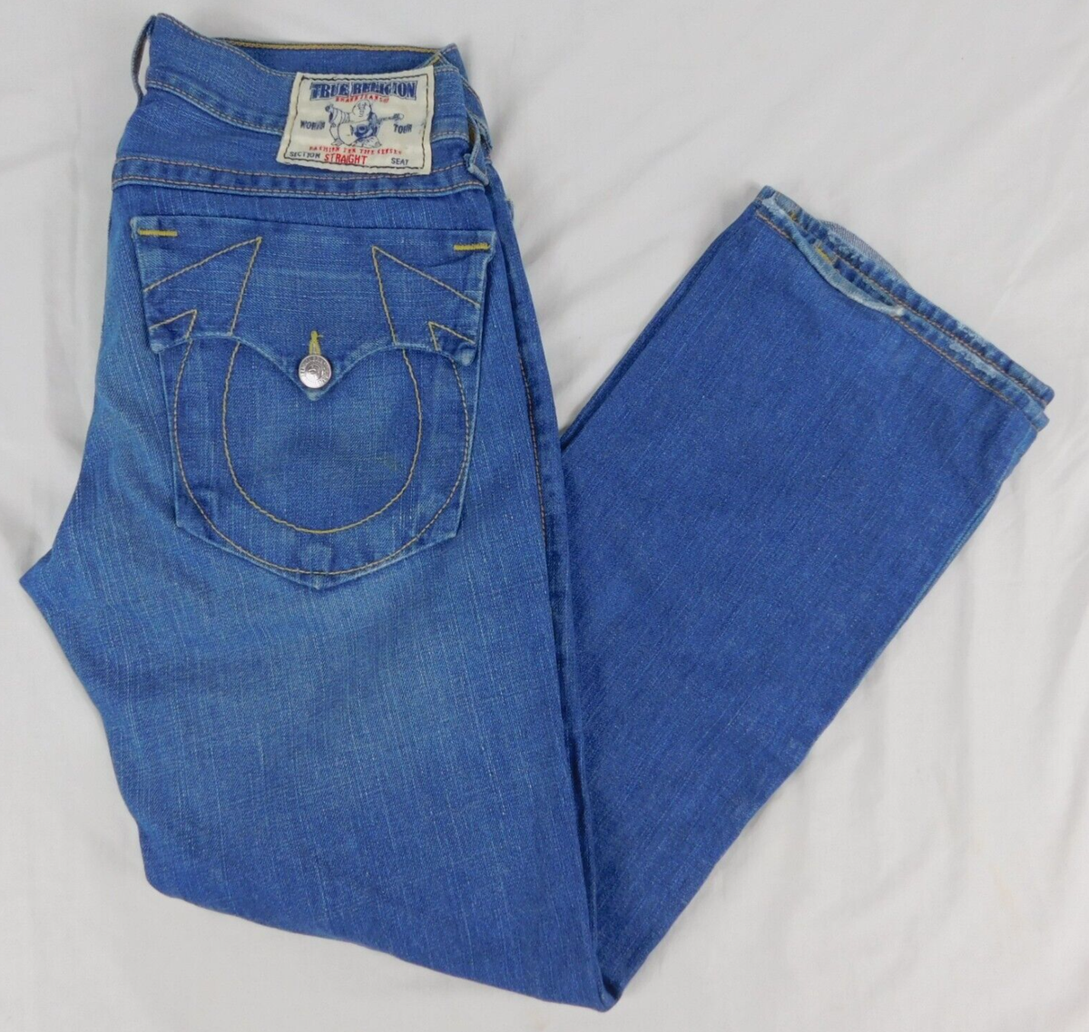 トゥルーレリジョン True Religion Men Blue Denim Jean Straight 33 W 35 L 32 | eBay
