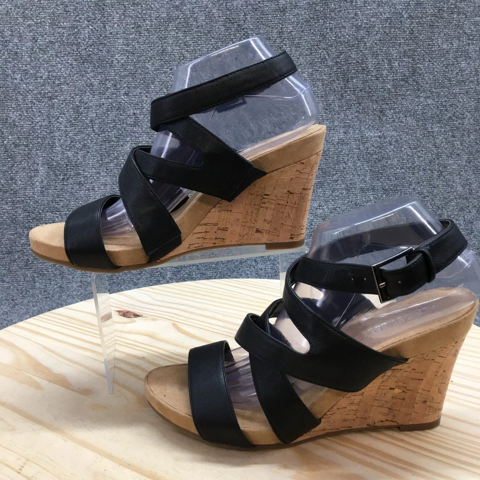 Sandalias Aerosoles Mujer 10 M Plateadas Felpa Gladiador Negras Informales Tacones de Cuña Foto 2 de 4