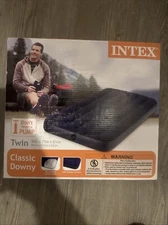 Intex Twin Size Classic Downy Inflatable Air Bed Mattress 68757WA (Blue)