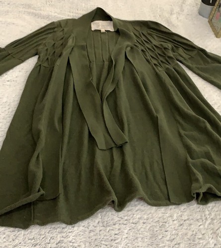 Chelsea & Violet green pleated long cardigan sz M - Picture 5 of 9