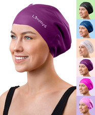Adult Long Hair Swimming Cap - 100 Silicone Swim Caps for Men and Women - Premi
