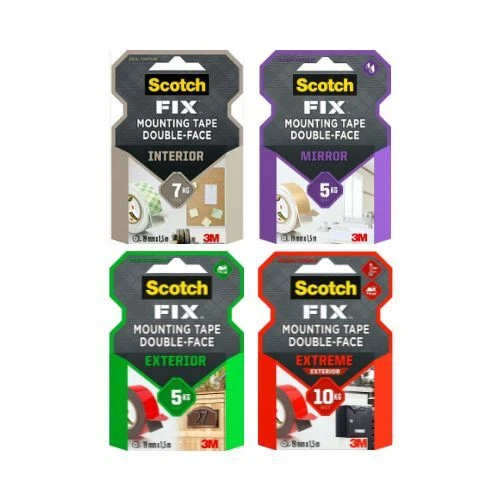 3M Scotch Fix Double-Faced Mounting Tape 19mm x 1.5m Mirrors Interior Exterior
