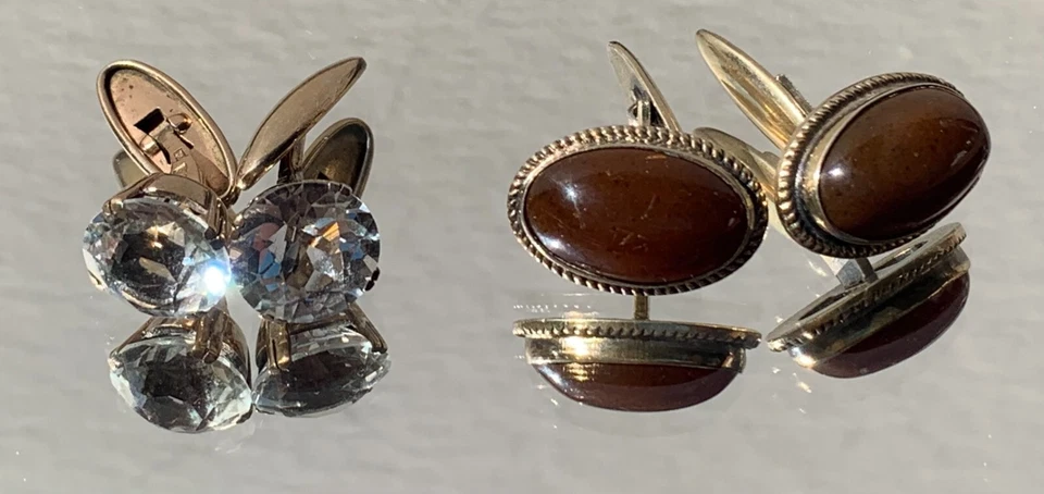 Paar Manschettenknöpfe Mid Century selten fantastisch Sterlingsilber 875 Stra... - Bild 3 von 4