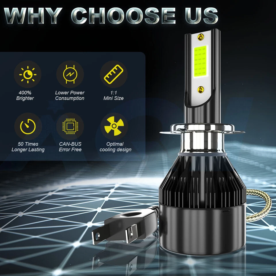 H7 LED Headlight Low Beam Bulb for Mercedes-Benz GLA250 2015-2019 GLS450 2017-19 - Image 2 of 4