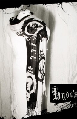 Hyde's Vice 100% Viscose Scarf + B&W + Gothic Goth Accessory 