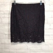 New BANANA REPUBLIC Woman  s Blue Lace Petite Zipper Skirt 8P Lined NWT