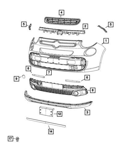 Soporte de fascia delantera derecha para Fiat 500L 2018-2019 (N/P 68392221AA)