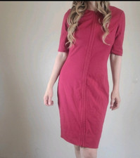 Diane Von Furstenburg Saturn Zipper Classy Career Office Work Red Dress Size 10