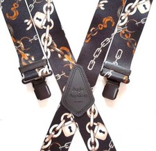 Mens Braces Heavy Duty 1.5" Rusty Chain Chains Motorbike Gothic Trouser Black