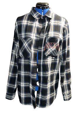 Young & Reckless Blue Plaid Button Shirt Size Medium Reckless Graphic