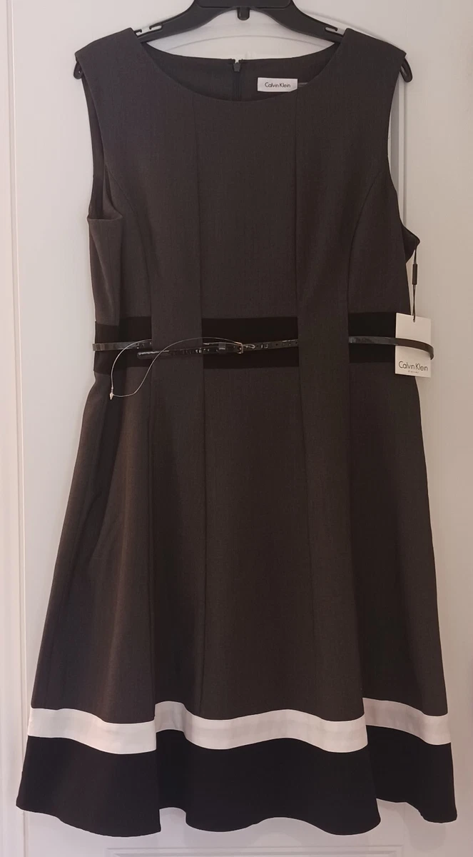Calvin klein fit clearance and flare black dress