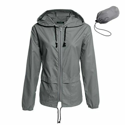 Unisex Adult Waterproof Rain Jacket Zip Up Hooded Lightweight Windbreaker Coat - Picture 11 of 17