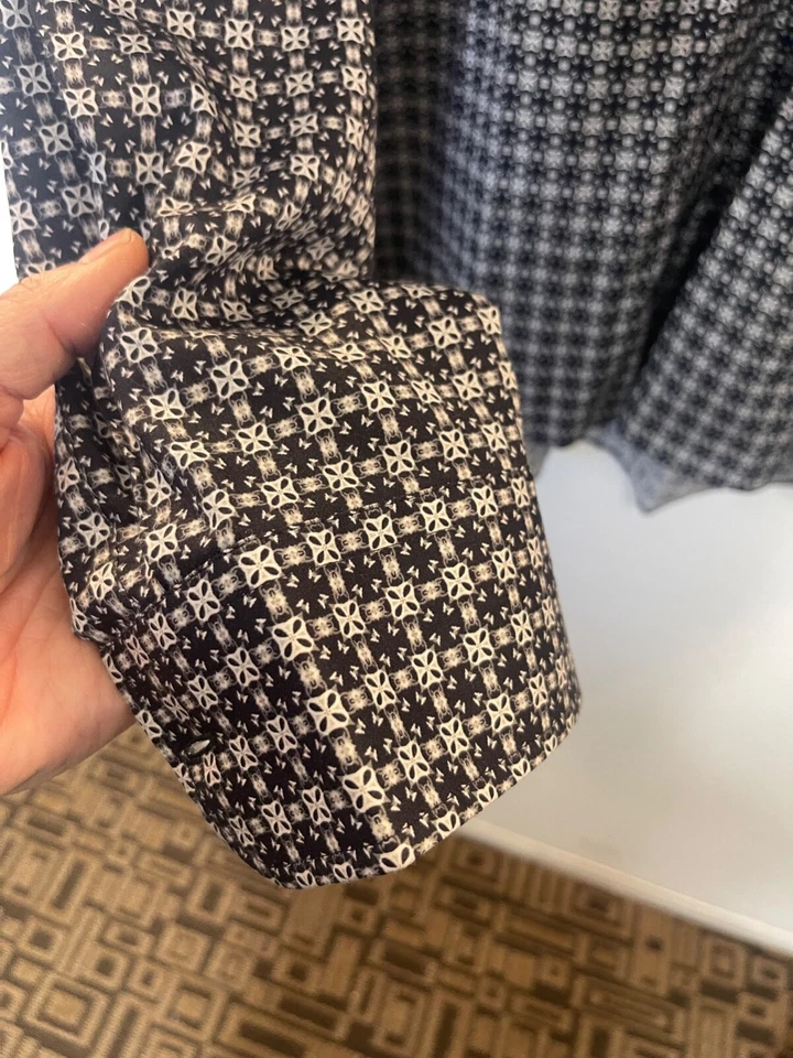 Camisa ETRO Milano Para Hombres XXL Azul Geométrica Camisa de Algodón con Botones Foto 3 de 4