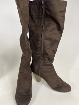 Old Navy Jas 11 Womens Suede Knee High Sloughy Wedge Boots Size Textile  Brown