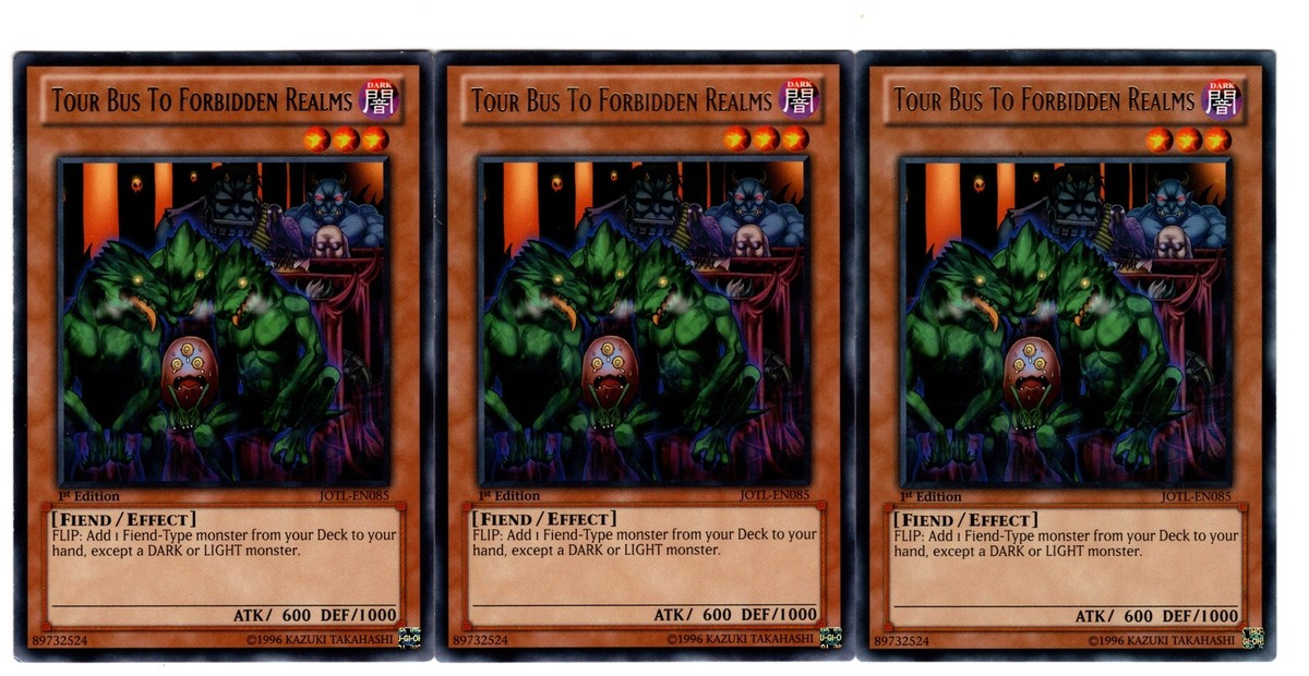 Yugioh- 3X Tour Bus To Forbidden Realms - Rare - 1st Ed - JOTL
