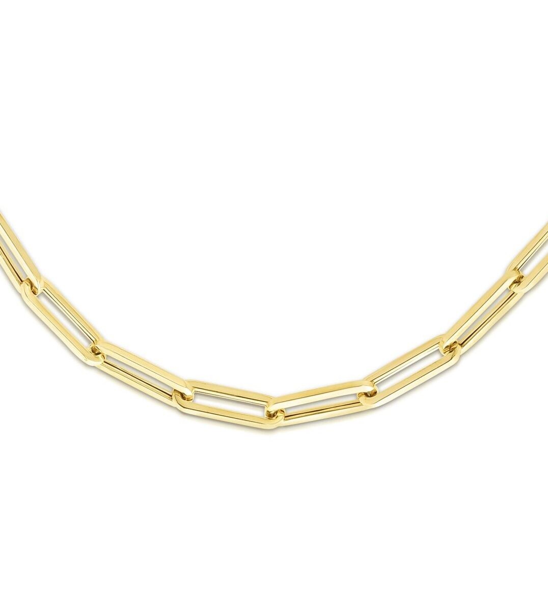 14k Yellow Gold Lite PAPERCLIP Link Long Chain Necklace 18 Inch 18