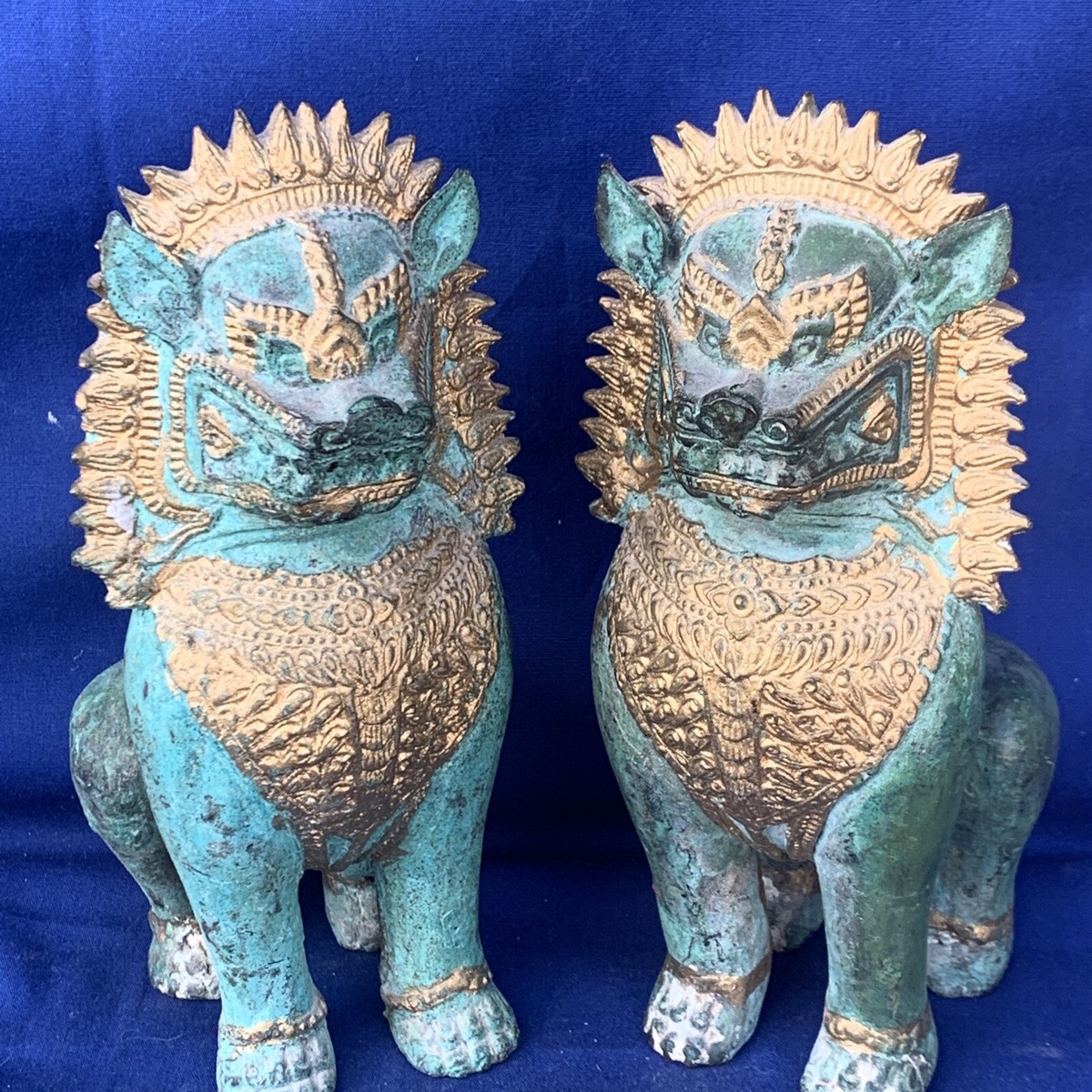 美術品・アンティーク・コレクション 古代 木彫ベトナム 獅子置物 高さ