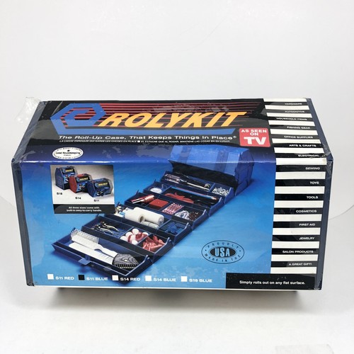 Vintage Rolykit S11 Blue Roly Kit Organizer Roll Up Case Arts Crafts