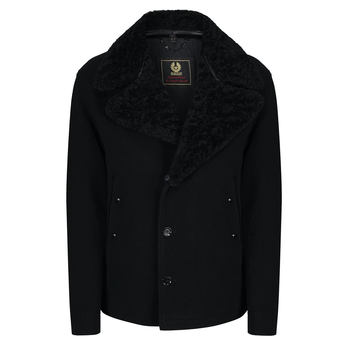 Belstaff Mens Black Wool Trail Jacket With Shearling 54