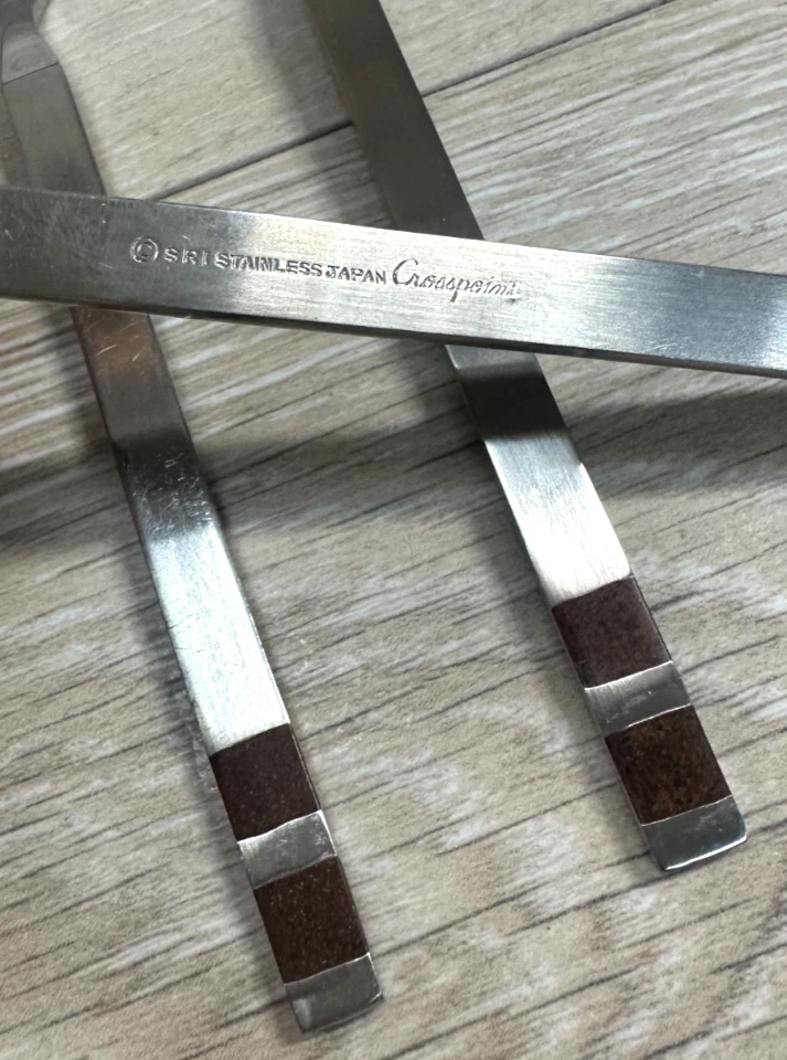Stanley Roberts * CROSSPOINT SRI Wood Inlay Stainless Flatware CHOICE MINT (122) - Image 3 of 3