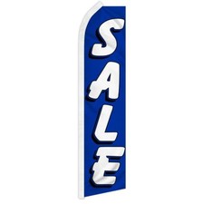 "SALE" advertising super flag swooper banner business sign blue  white discount