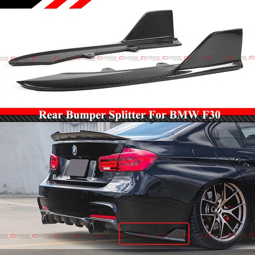 For 12-18 BMW F30 M Sport Carbon Fiber Rear Bumper Side Corner Aprons Extension - Picture 2 of 4