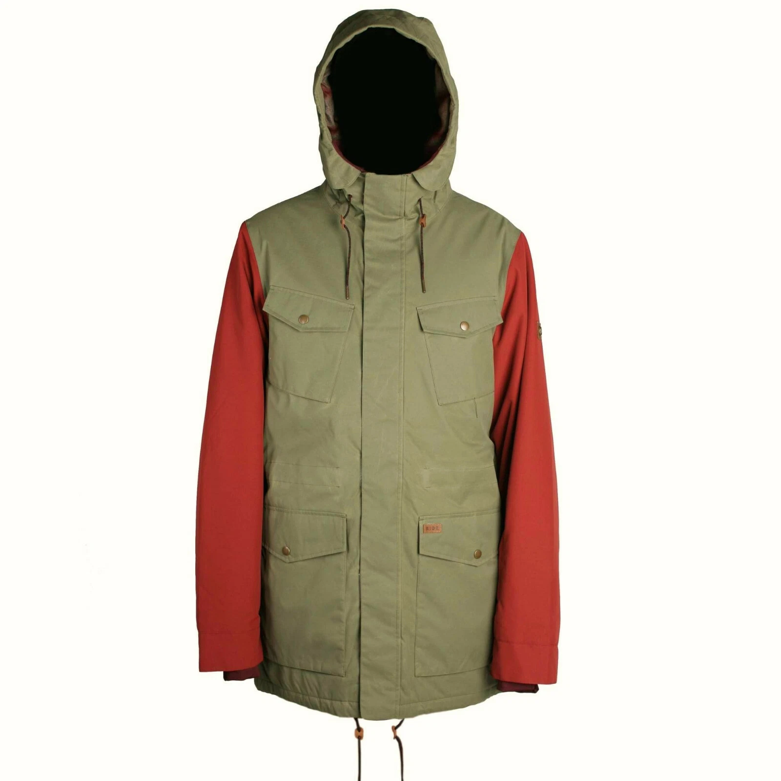 RIDE Snowboards Men's UNION PARKA Snow Jacket - WaxedOlive/Mahogany Large NWT