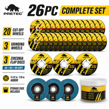 26Pcs 4-1/2 in Angle Grinder Cut Off Wheels Grinding Wheels Flap Discs Metal Kit