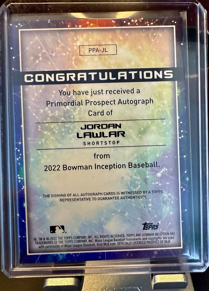 2022 Bowman Inception JORDAN LAWLER Primordial AUTO 68/75 On Card Rookie Dbacks - Image 2 of 2