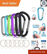 6PCS 3'' D-Shaped Aluminum Carabiners with Spring Clip for Practical Outdoor Use
