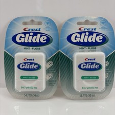 2 Crest Glide Mint Dental Floss Sealed 54.7yd Shred Resistant Mint Flavored VTG